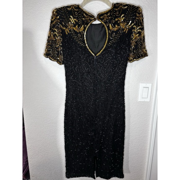 VTG Mark & John By B2 Dress 100% Silk, Keyhole Back, Sequins & Beaded Cocktail M - Picture 10 of 15
